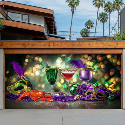 Lorva Mardi Gras Garage Door Banner Decoration Party