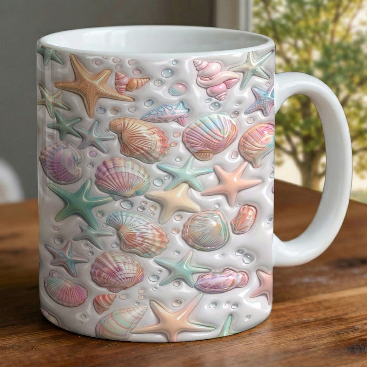 Lorva Puff Flat Printed Mug Coastal Shell