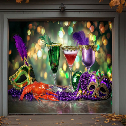 Lorva Mardi Gras Garage Door Banner Decoration Party
