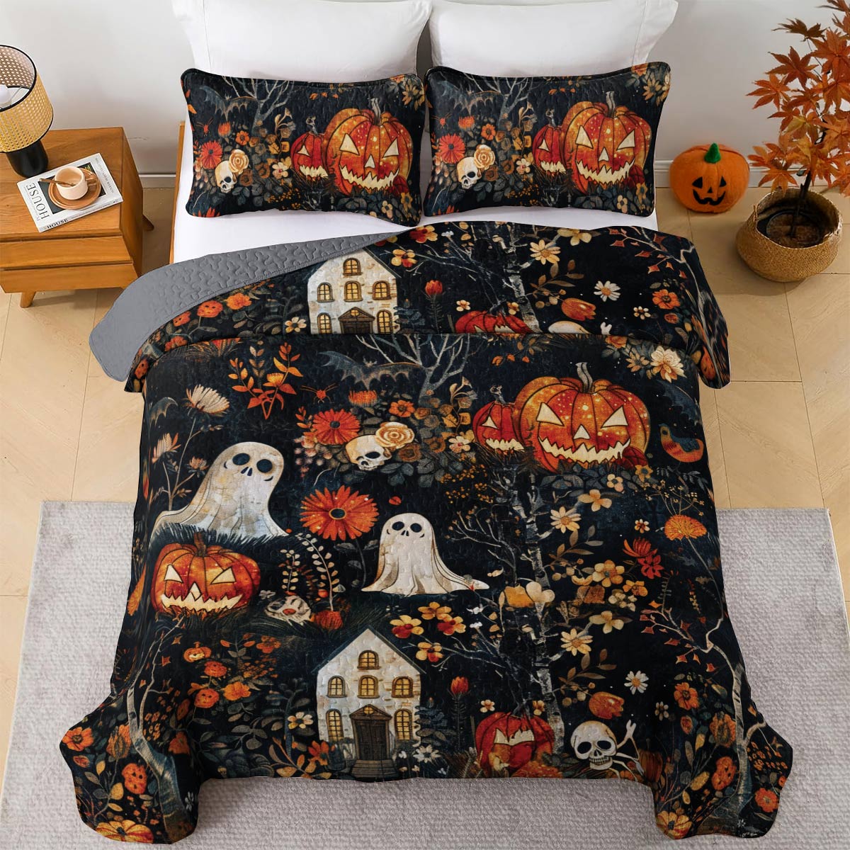 Halloween Lorva All Season Quilt 3-Piece Set Enchanted Pumpkins