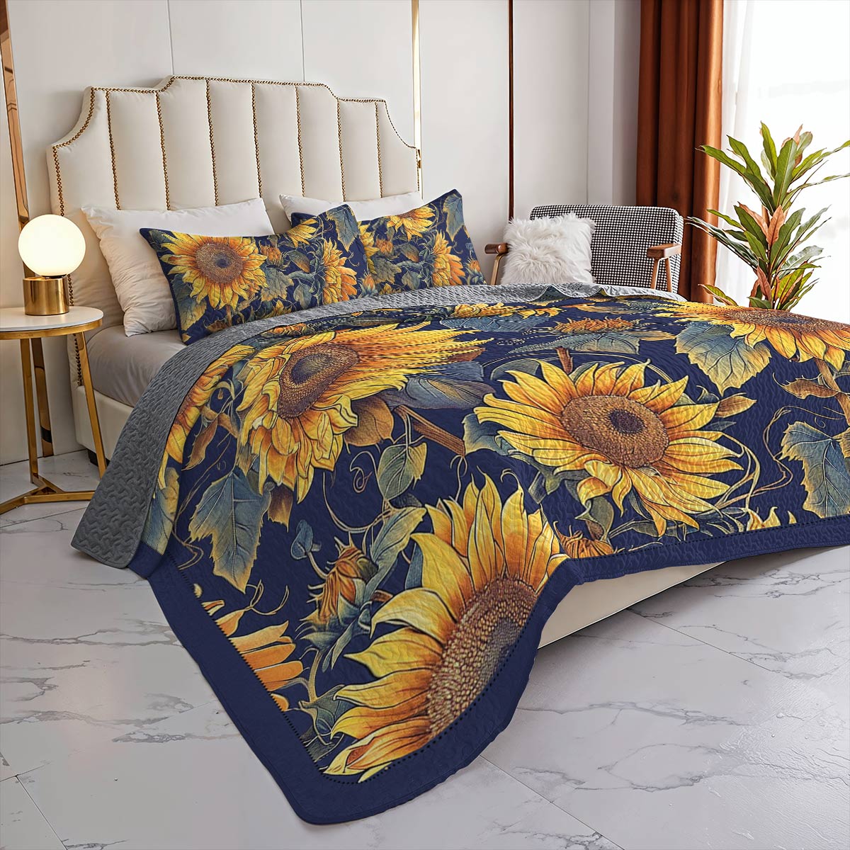 Lorva Sunflower All Season Quilt 3-Piece Set Timeless Sunflower Garden