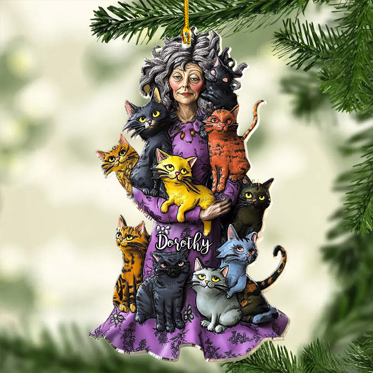 Lorva Personalized Cat 2D Acrylic Ornament Crazy Catmom