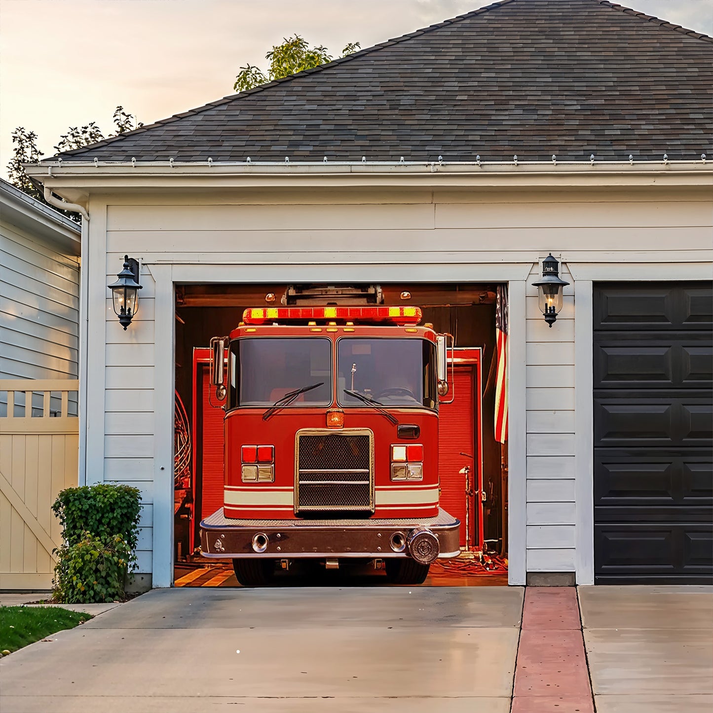 Lorva Garage Door Banner Decoration Firefighter Station Glory