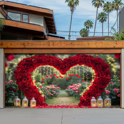 Lorva Garage Door Banner Decoration Love Heart Rose Pathway
