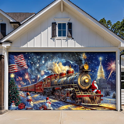 Lorva Christmas Garage Door Banner Decoration The Patriotic Polar Express