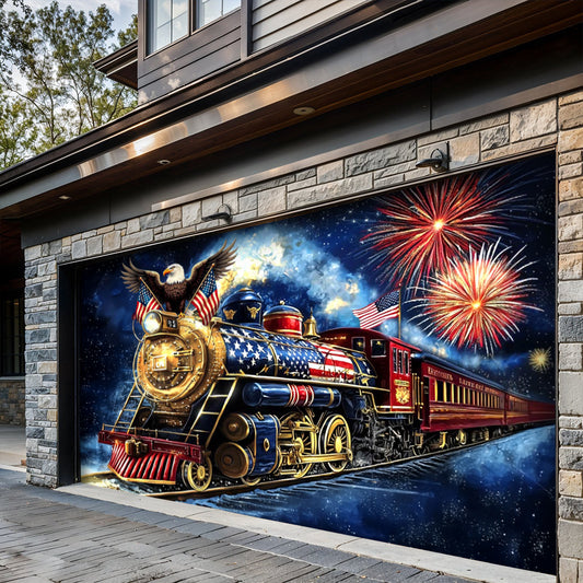 Lorva Patriotic Garage Door Banner Decoration Eagle Of The Rails