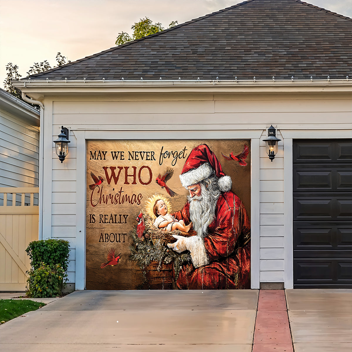 Lorva Christmas Garage Door Banner Decoration Faith