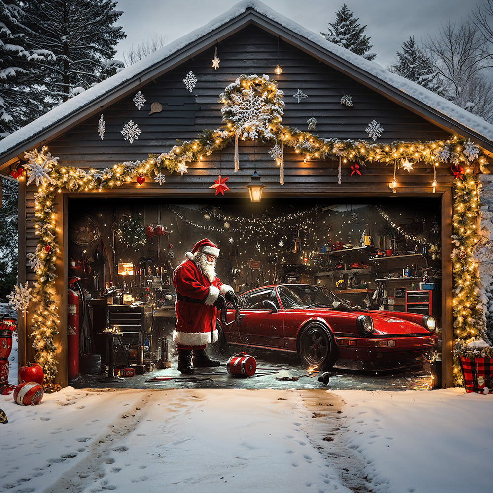Lorva Christmas Garage Door Banner Decoration Santa’s Christmas Workshop