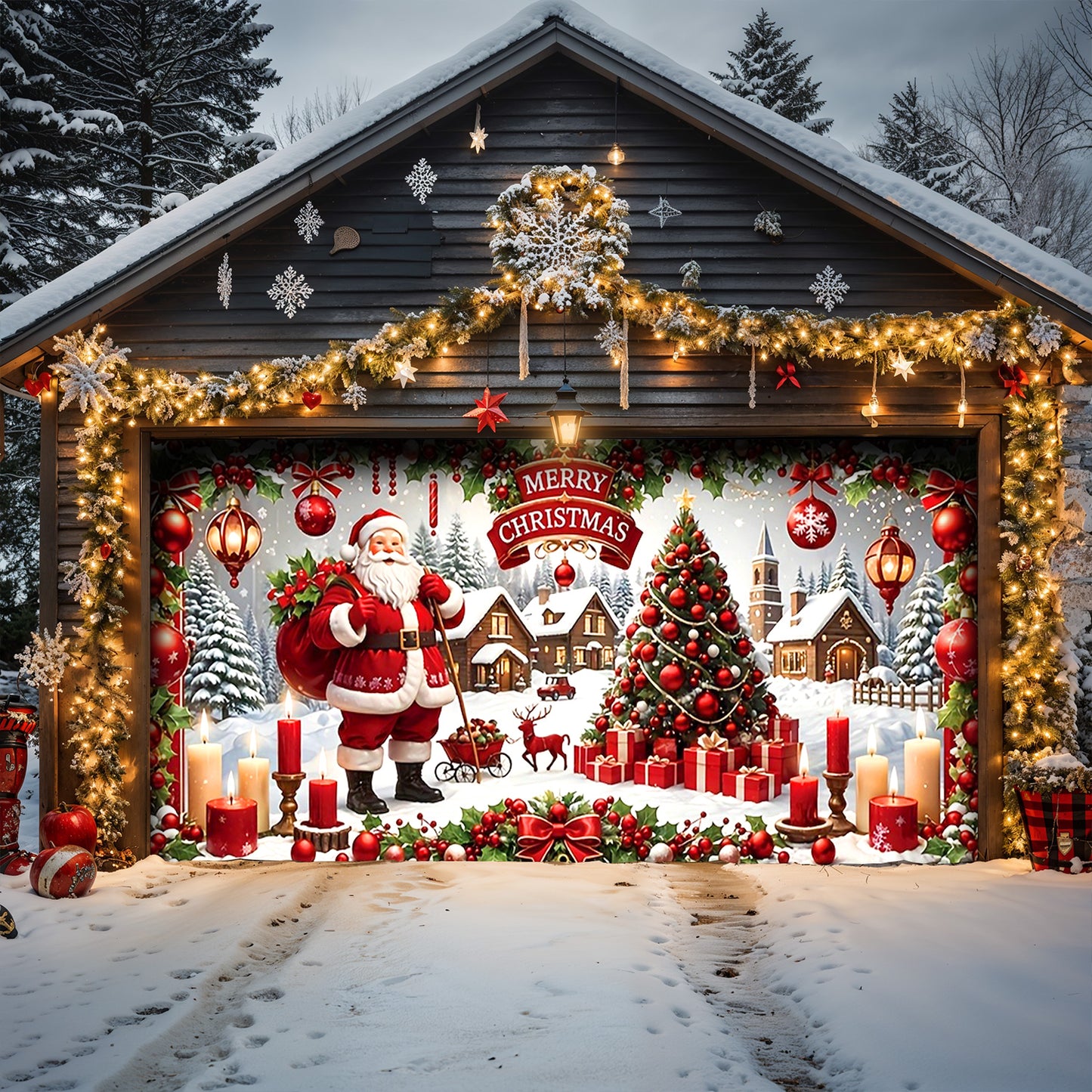 Lorva Christmas Garage Door Banner Decoration Gorgeous