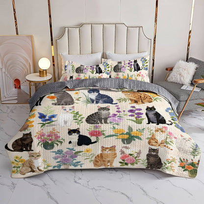 Lorva Cat All Season Quilt 3-Piece Set Charming Dream Garden