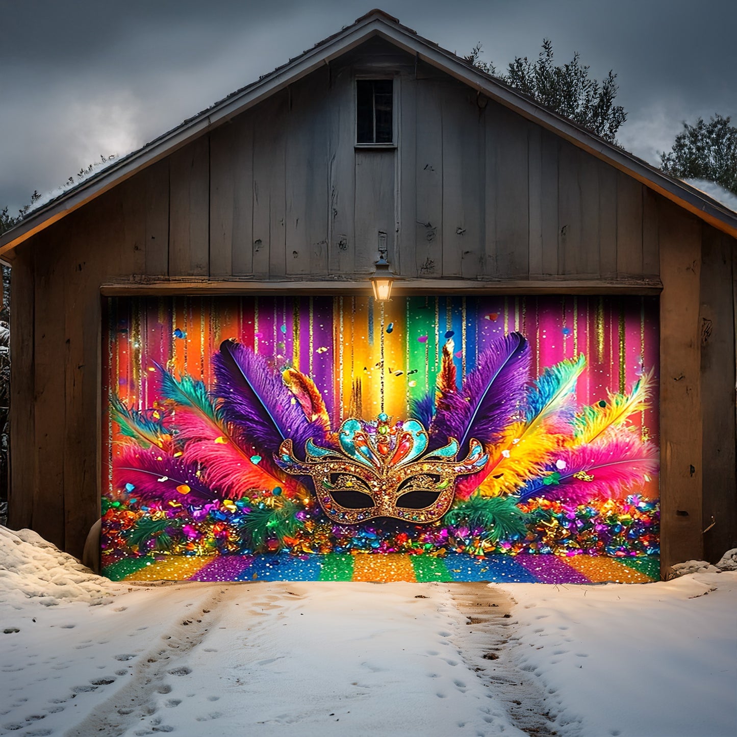 Lorva Garage Door Banner Decoration Gorgeous Mardi Gras Mask