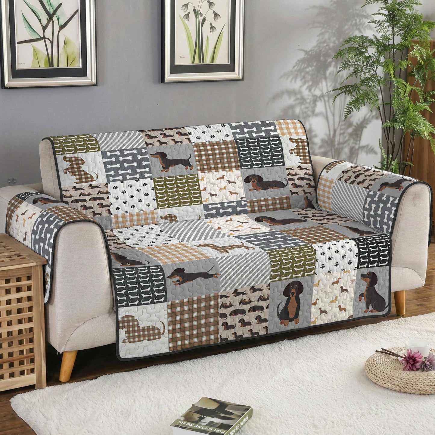 Lorva Sofa Cover Set Happy Dachshund