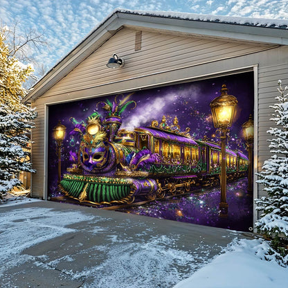 Lorva Garage Door Banner Decoration Festive Train Garage