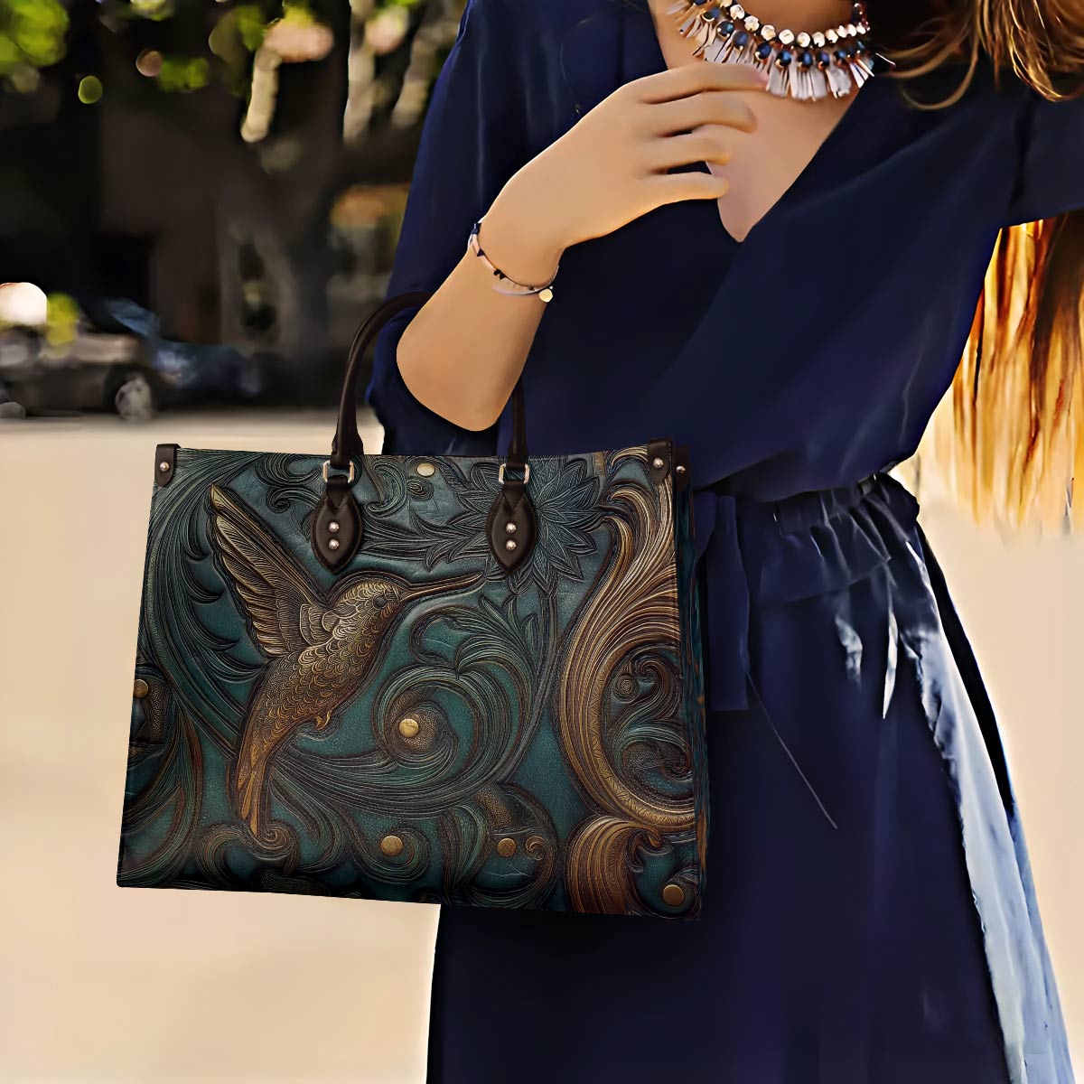 Lorva Hummingbird Leather Bag Blossom Breeze