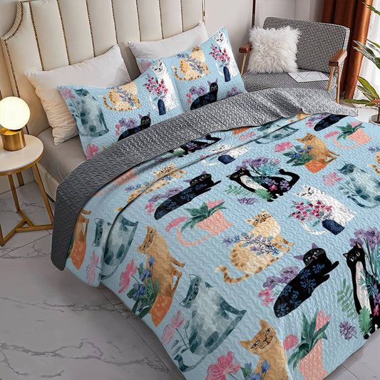 Lorva Cat All Season Quilt 3-Piece Set Cuteness