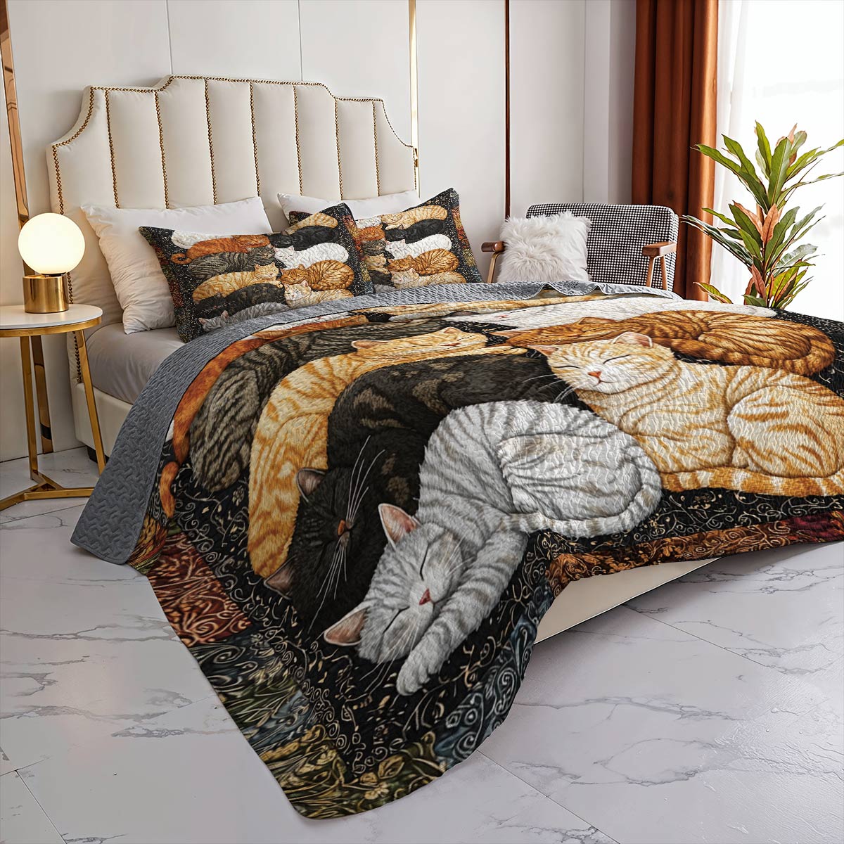 Lorva All Season Quilt 3-Piece Set Feline Harmony