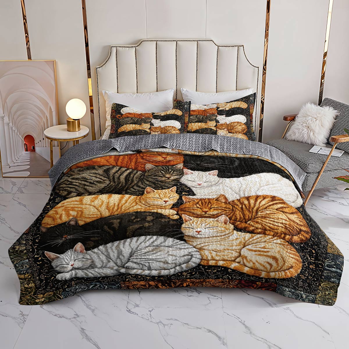Lorva All Season Quilt 3-Piece Set Feline Harmony