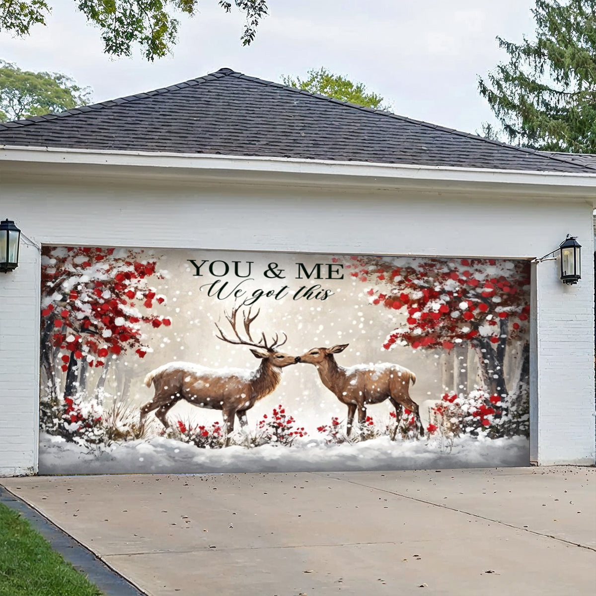Lorva Deer Garage Door Banner Decoration Everlasting Love
