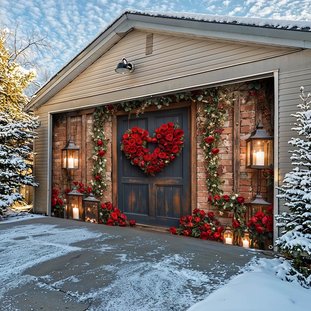 Lorva Garage Door Banner Decoration Hearts & Roses Romance