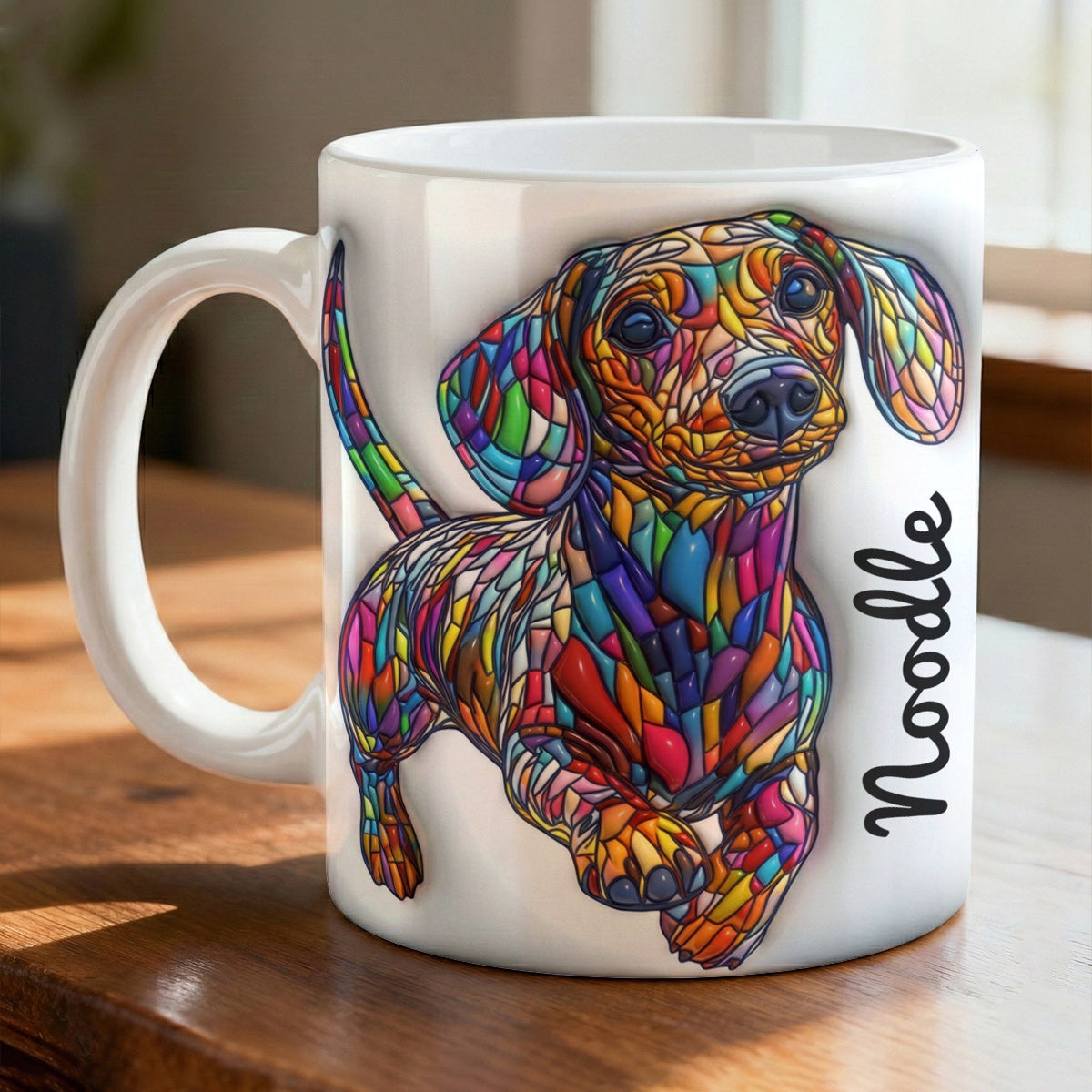 Lorva Personalized Flat Print Mug Playful Dachshund Running