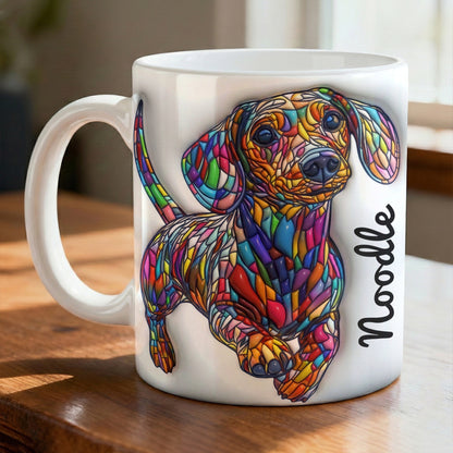 Lorva Personalized Flat Print Mug Playful Dachshund Running