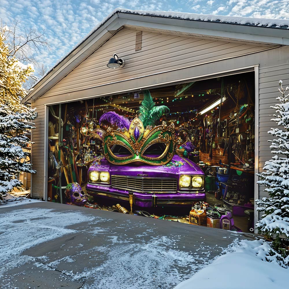 Lorva Mardi Gras Garage Door Banner Decoration