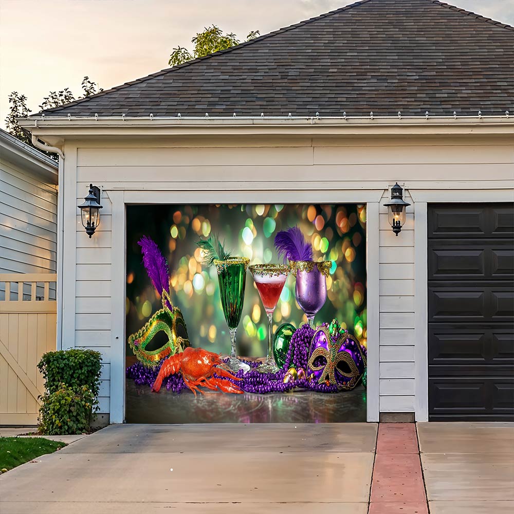 Lorva Mardi Gras Garage Door Banner Decoration Party