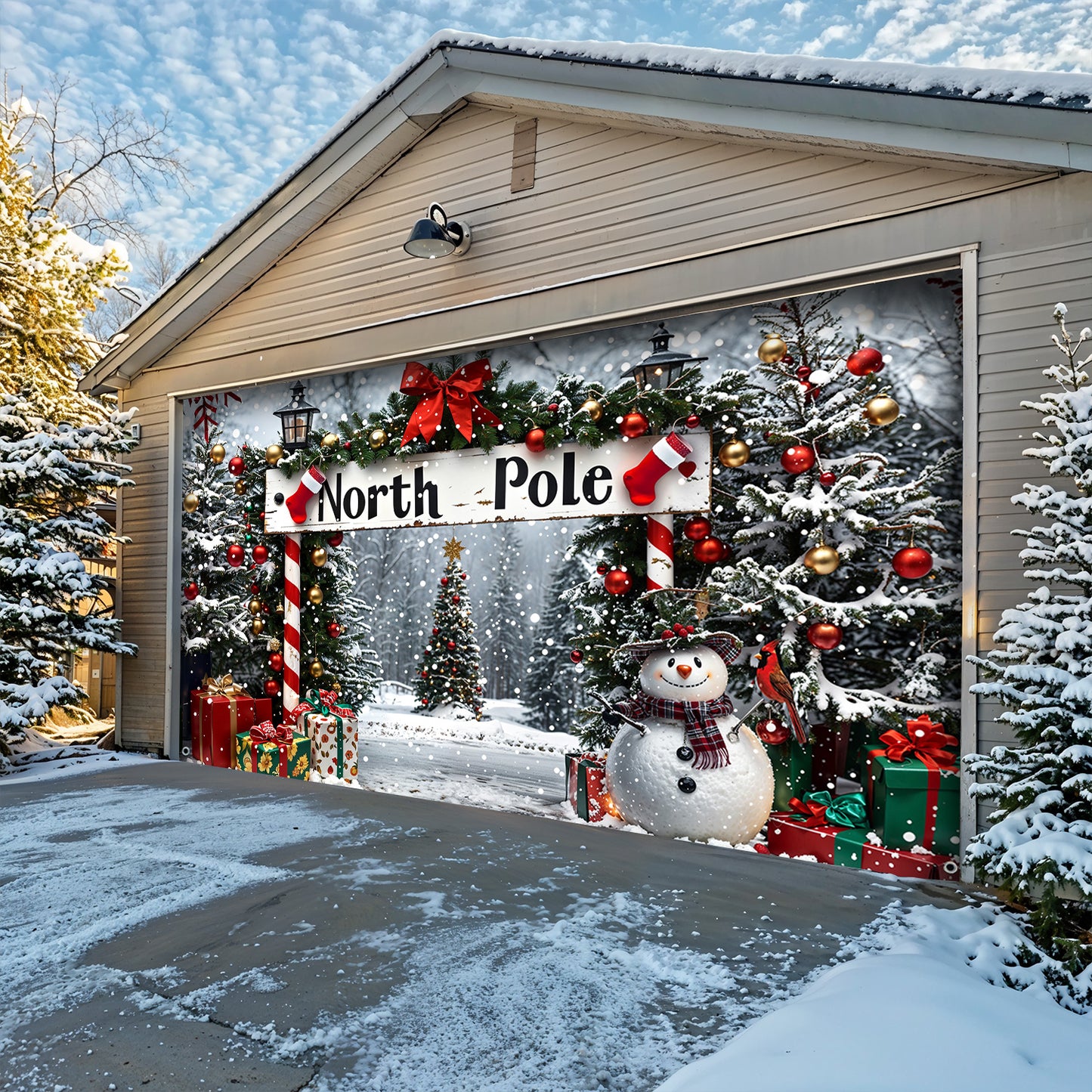 Lorva Christmas Garage Door Banner Decoration Beautiful North Pole