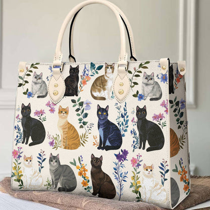 Lorva Leather Bag Charming Floral Cats