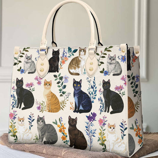 Lorva Leather Bag Charming Floral Cats