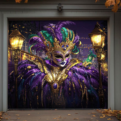 Lorva Garage Door Banner Decoration Mardi Gras King