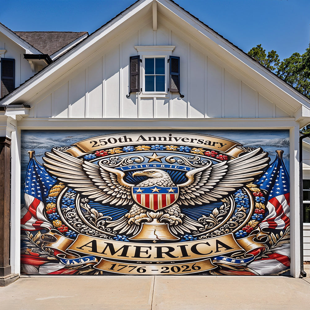 Lorva Garage Door Banner Decoration 250 Years of American's Power