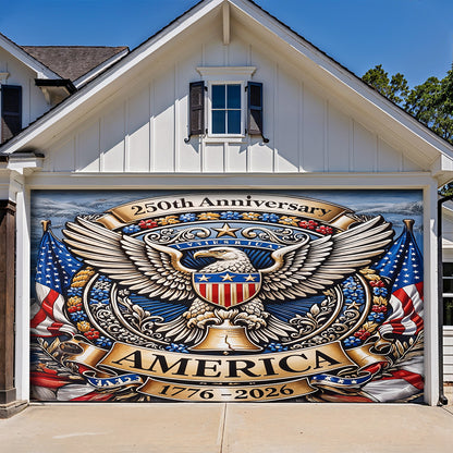 Lorva Garage Door Banner Decoration 250 Years of American's Power