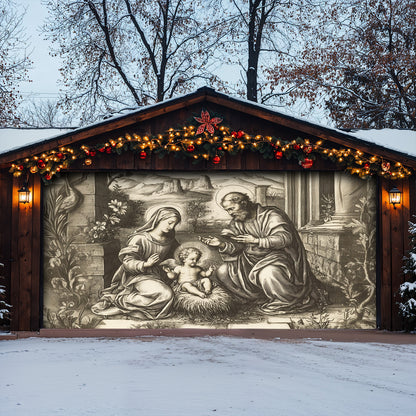 Lorva Christmas Holy Family Garage Door Banner Decoration Classical