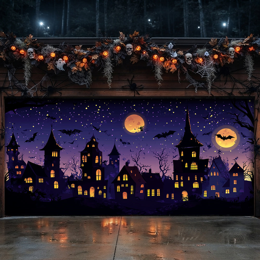 Lorva Halloween Garage Door Banner Decoration Night