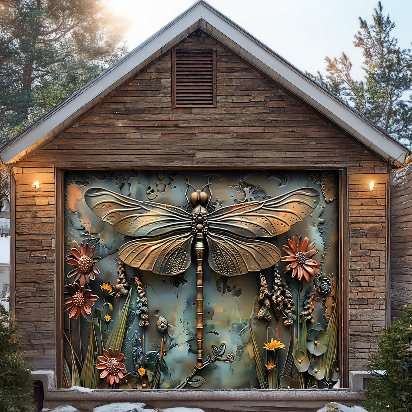 Lorva Garage Door Banner Decoration Enchanted Dragonfly
