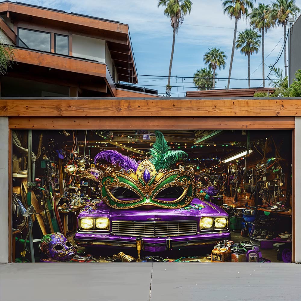 Lorva Mardi Gras Garage Door Banner Decoration