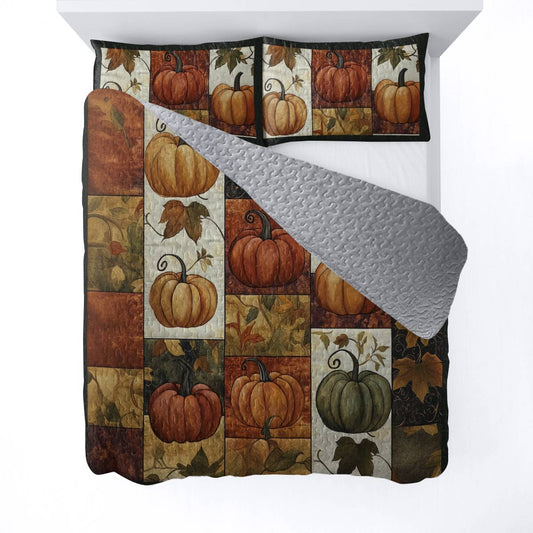 Halloween Lorva All Season Quilt 3-Piece Set Rustic Harvest Pumpkins