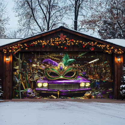 Lorva Mardi Gras Garage Door Banner Decoration