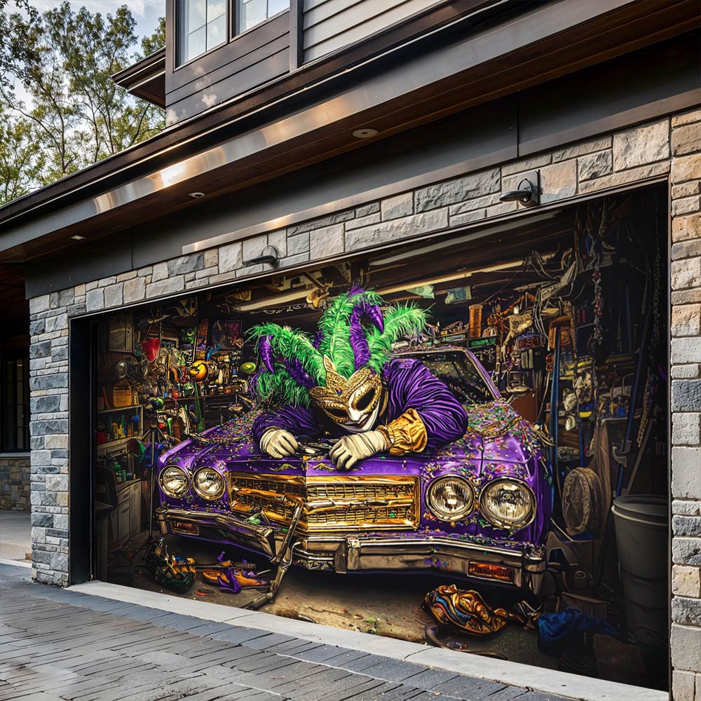 Lorva Garage Door Banner Decoration Mardi Gras Workshop