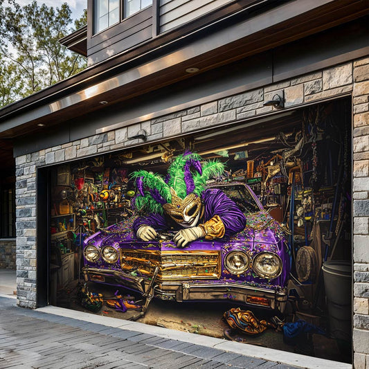 Lorva Garage Door Banner Decoration Mardi Gras Workshop