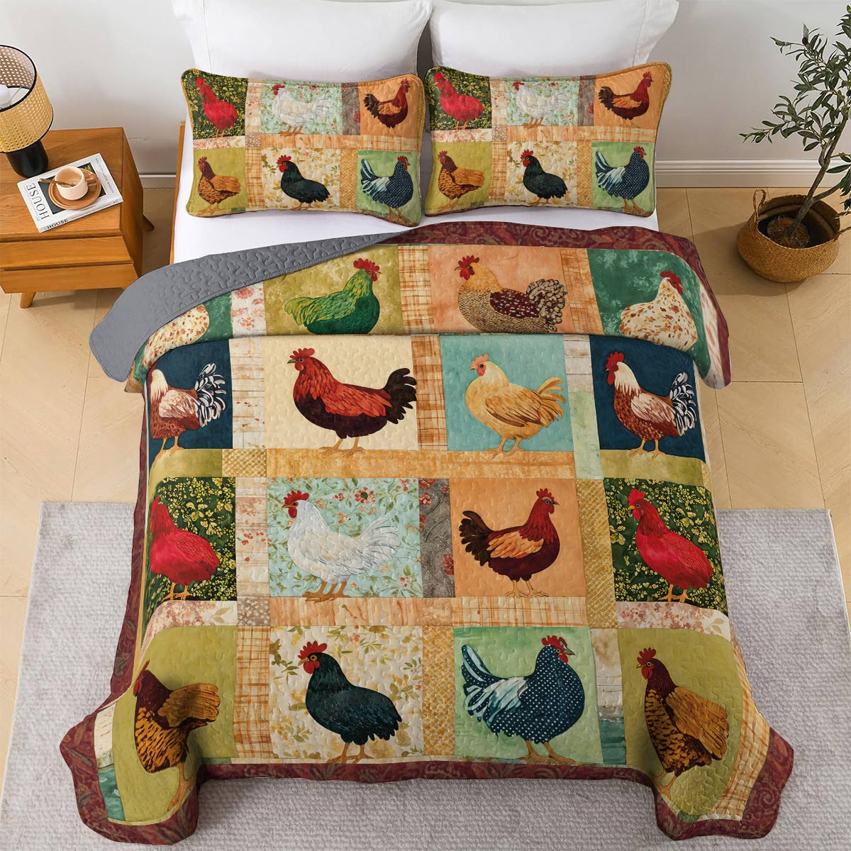 Lorva Chicken All Season Quilt 3-Piece Set
