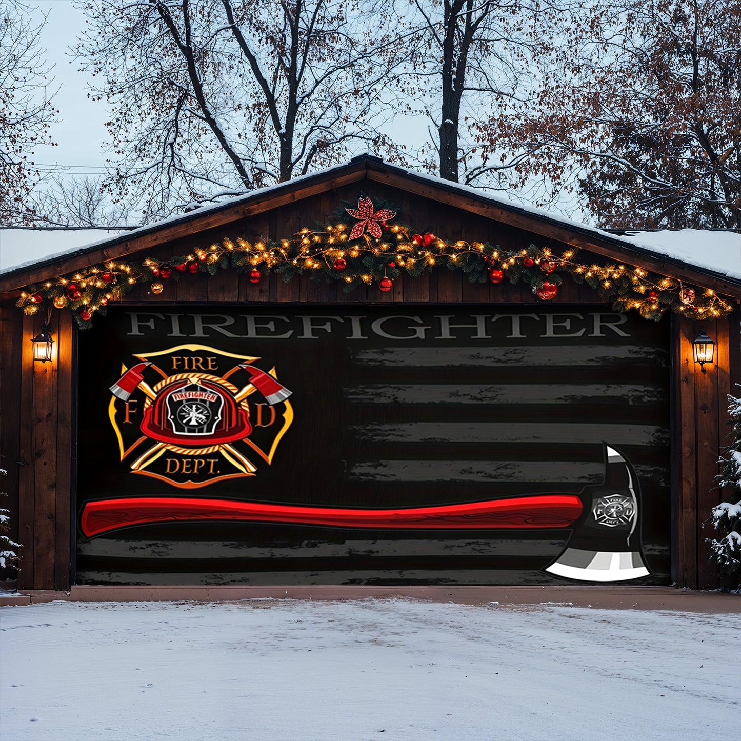 Lorva Garage Door Banner Decoration The Bravery Brew Firefighter