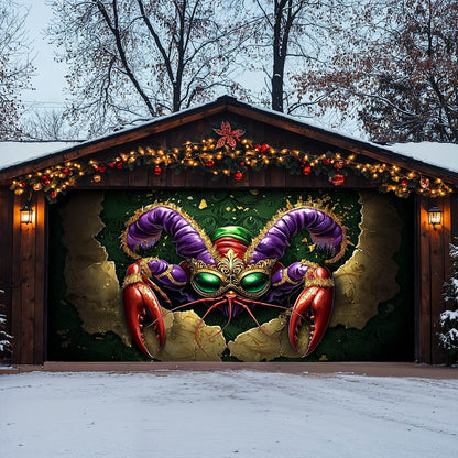 Lorva Mardi Gras Garage Door Banner Decoration Majestic Crawfish