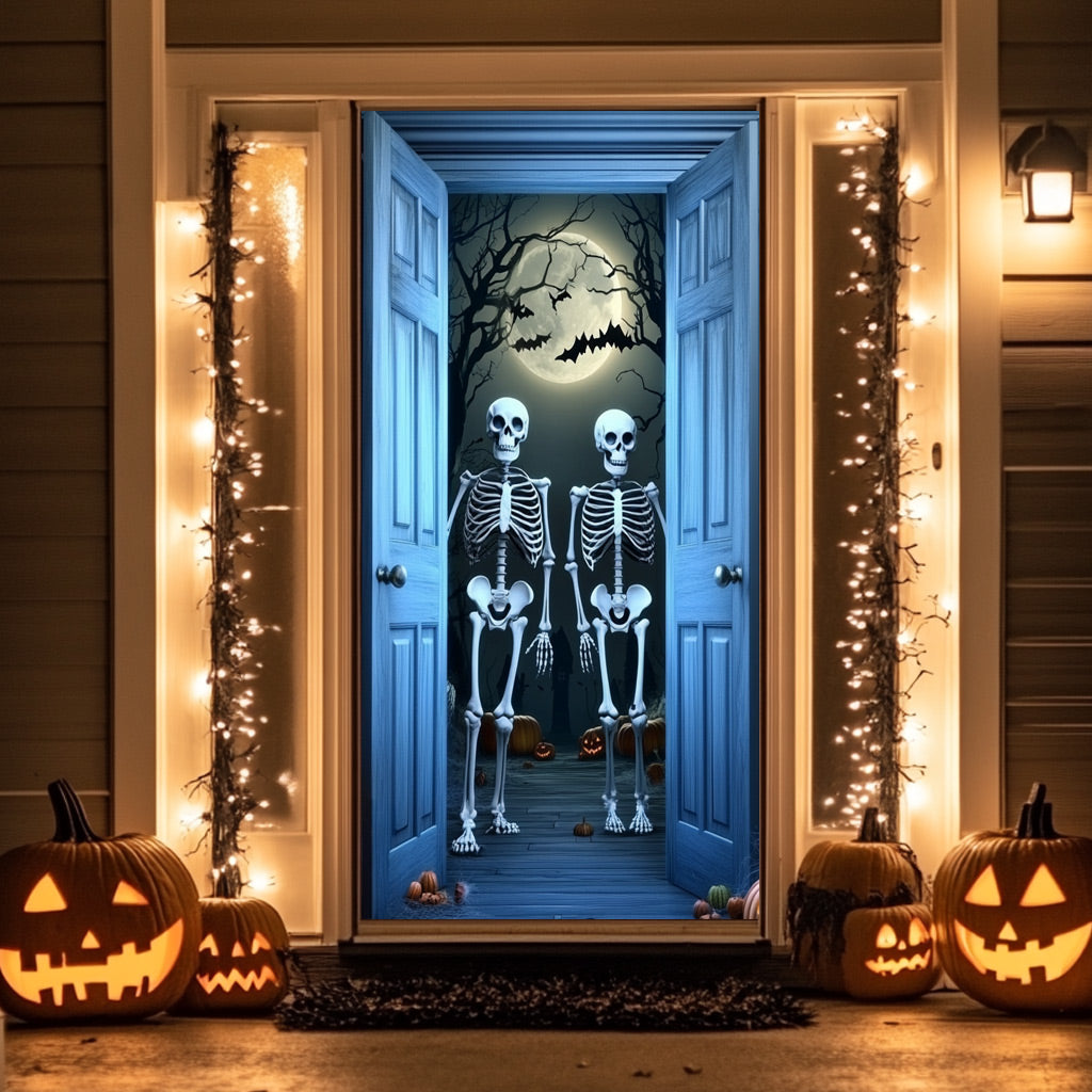 Lorva Halloween Door Cover A Spooky Night With Skeletons
