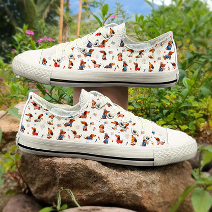 Lorva Dachshund Women's Low Top Shoes Happy Patriotic Day