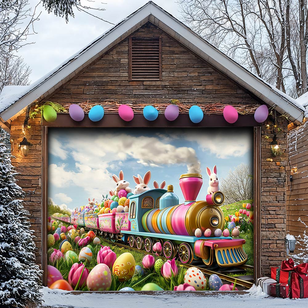 Lorva Easter Garage Door Banner Decoration The Bunny Bloom Train