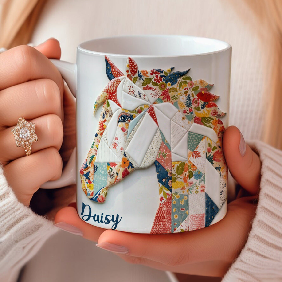 Lorva Personalized Mug Charming Floral Horse