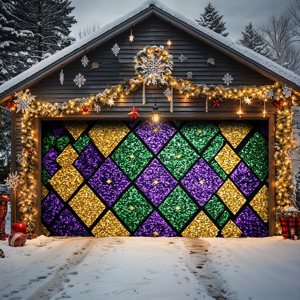 Lorva Mardi Gras Garage Door Banner Decoration