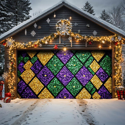 Lorva Mardi Gras Garage Door Banner Decoration